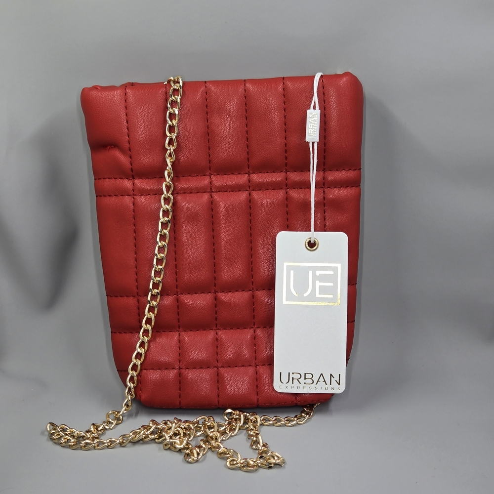 Urban Outfitters Red Quilted Crossbody with Gold Chain